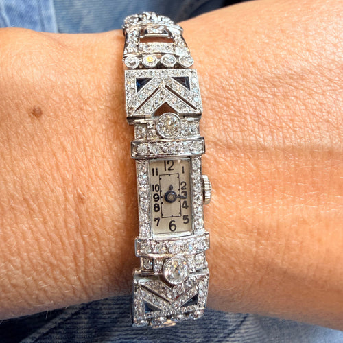 Art Déco - Montre Femme Platine et Diamants