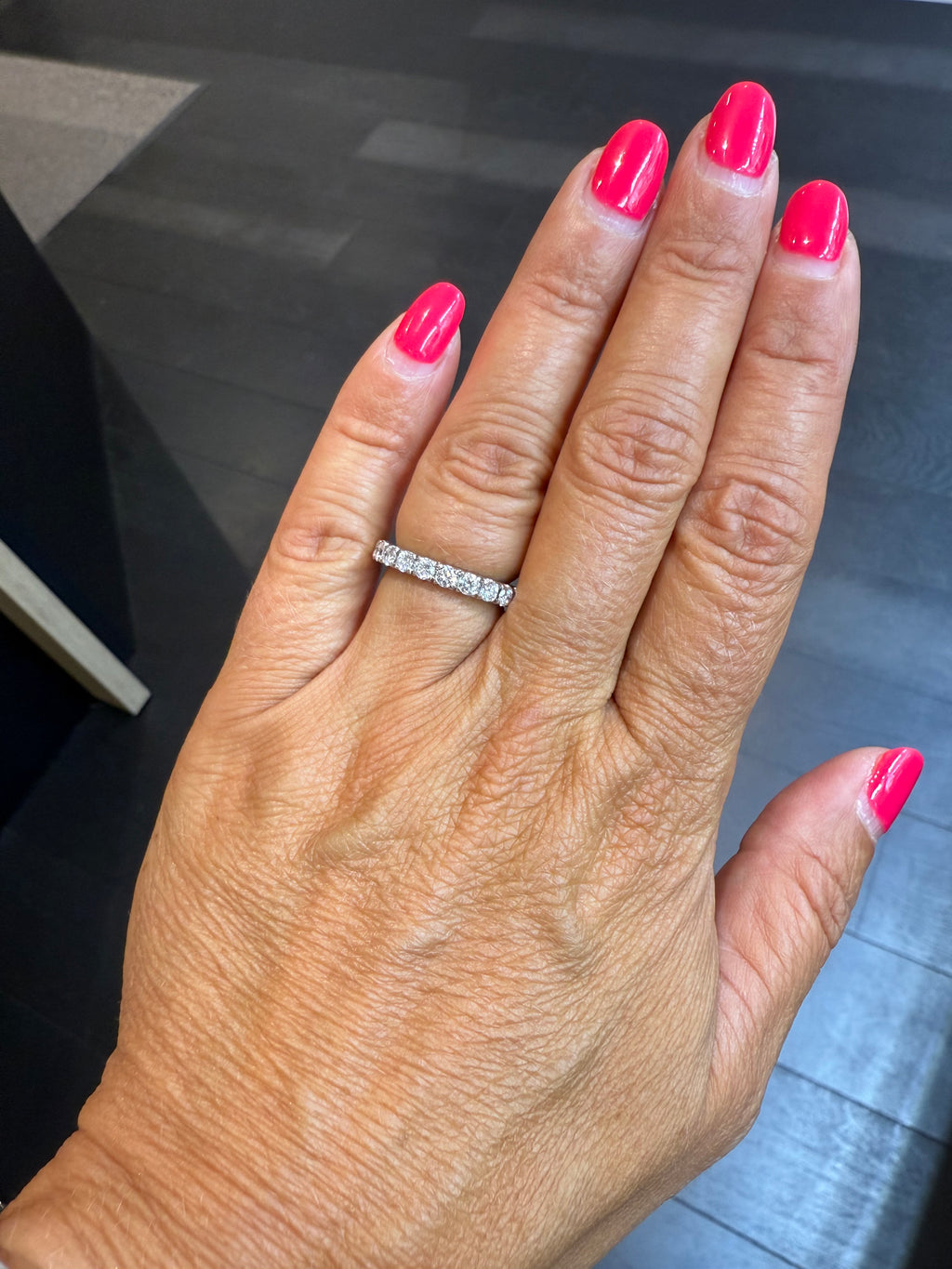 White Gold Wedding Band - Full Diamond Tour