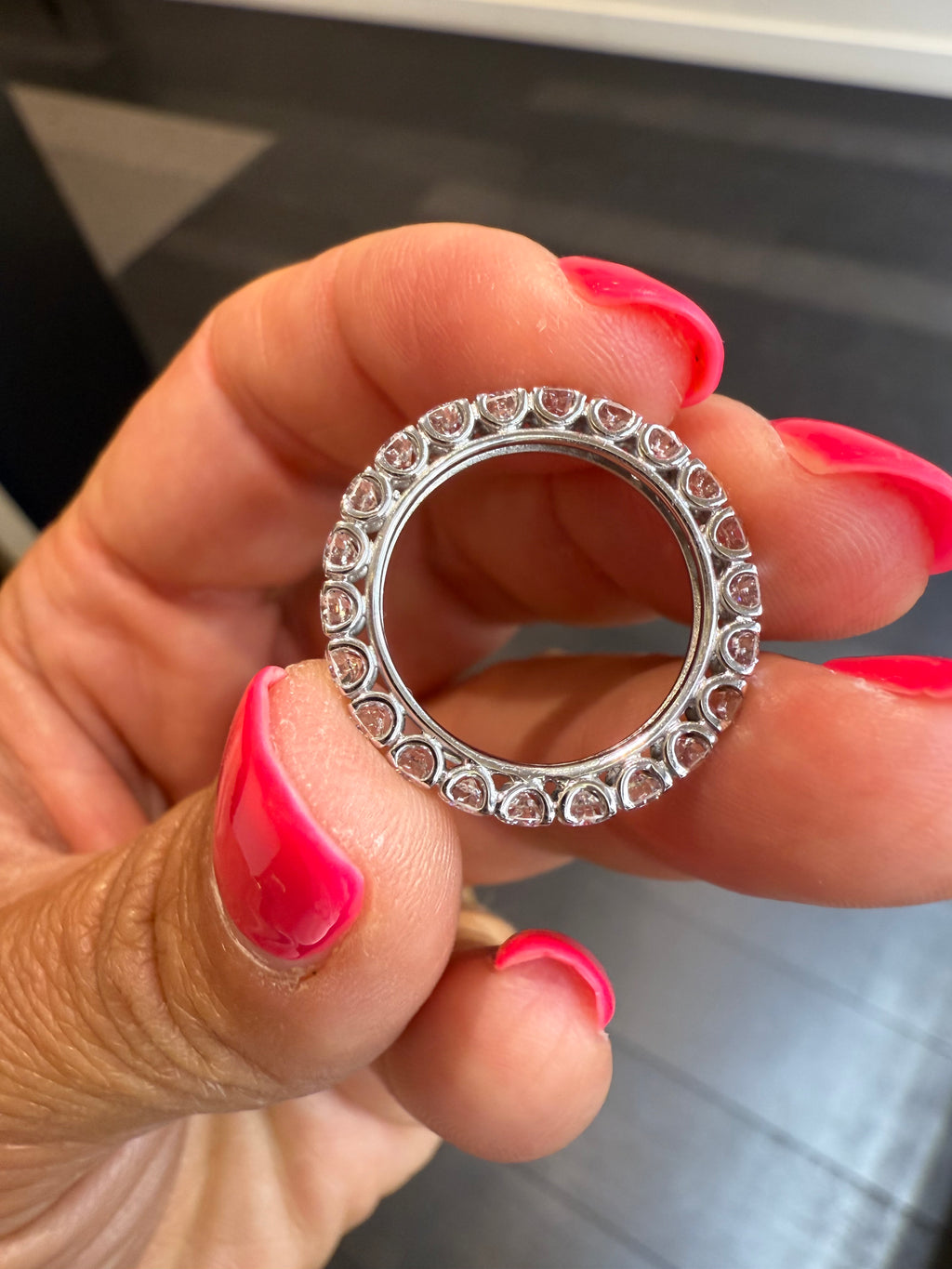 White Gold Wedding Band - Full Diamond Tour