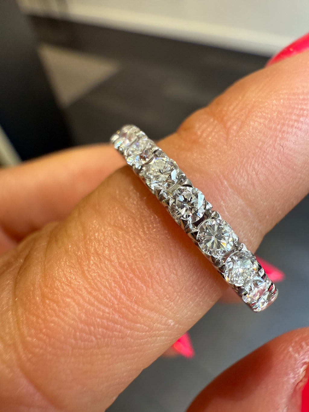 White Gold Wedding Band - Full Diamond Tour