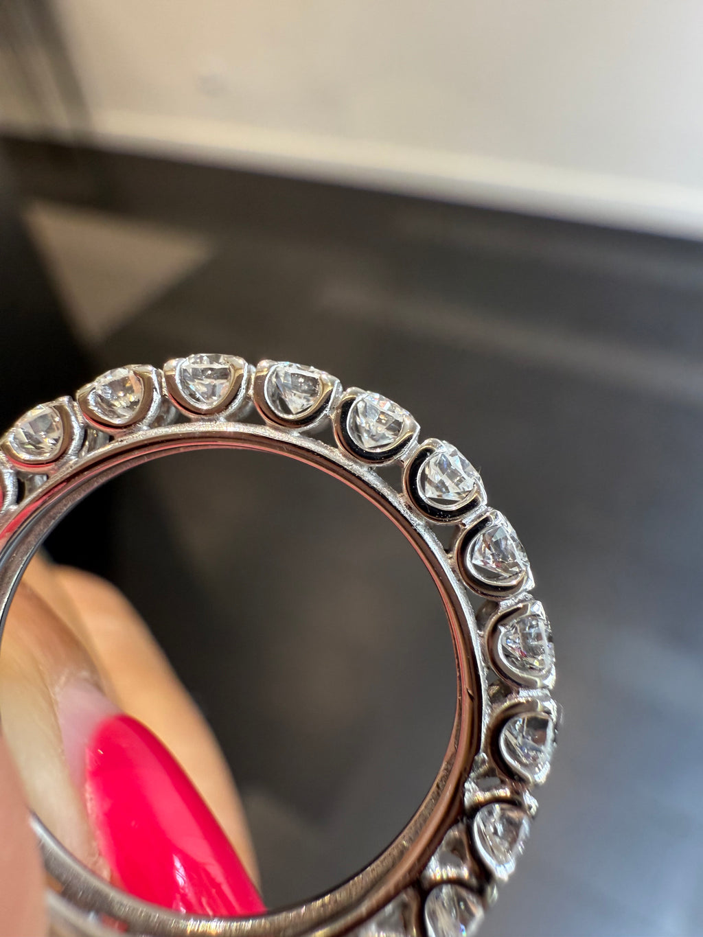 White Gold Wedding Band - Full Diamond Tour