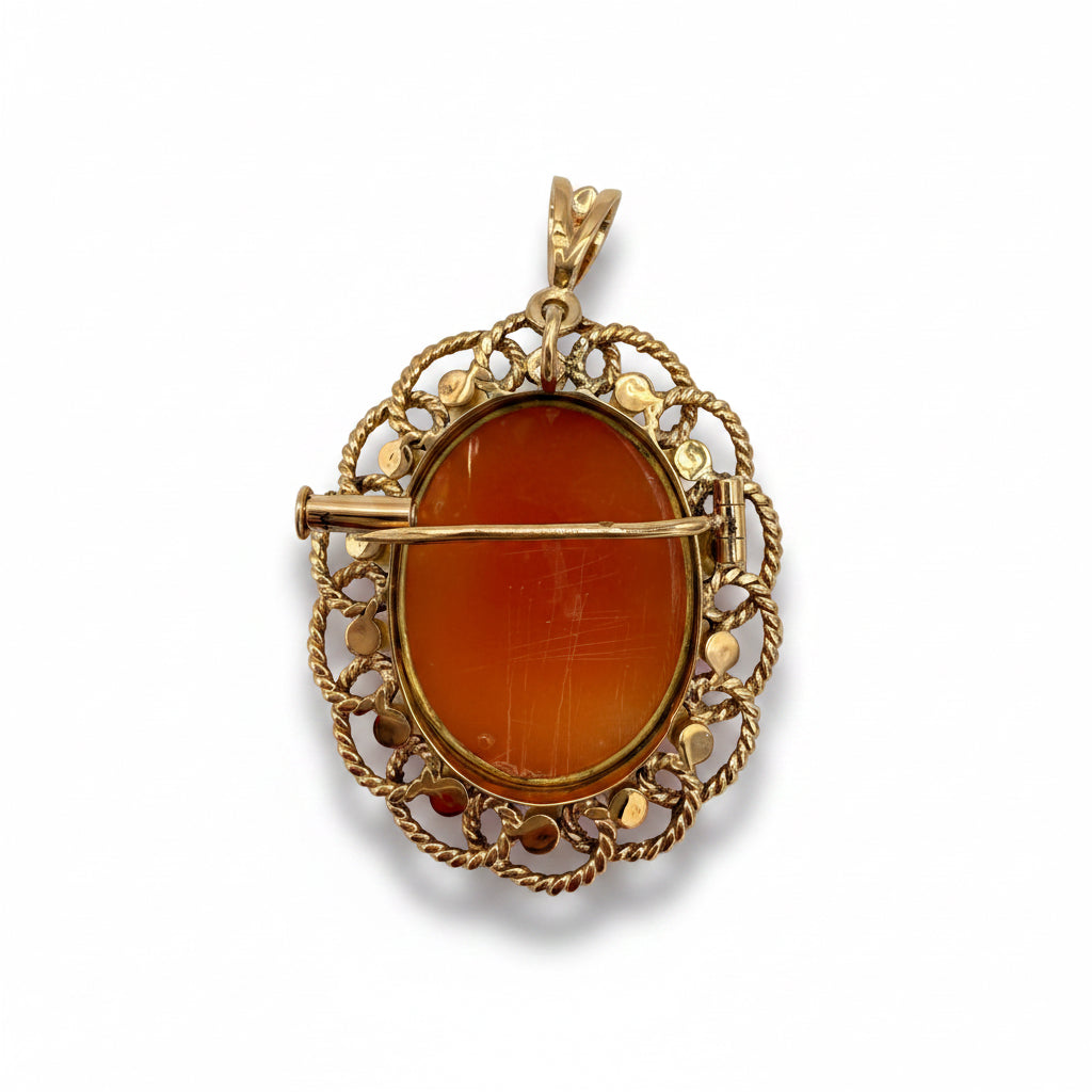 Pendentif Camée - Or Jaune et Perles de culture