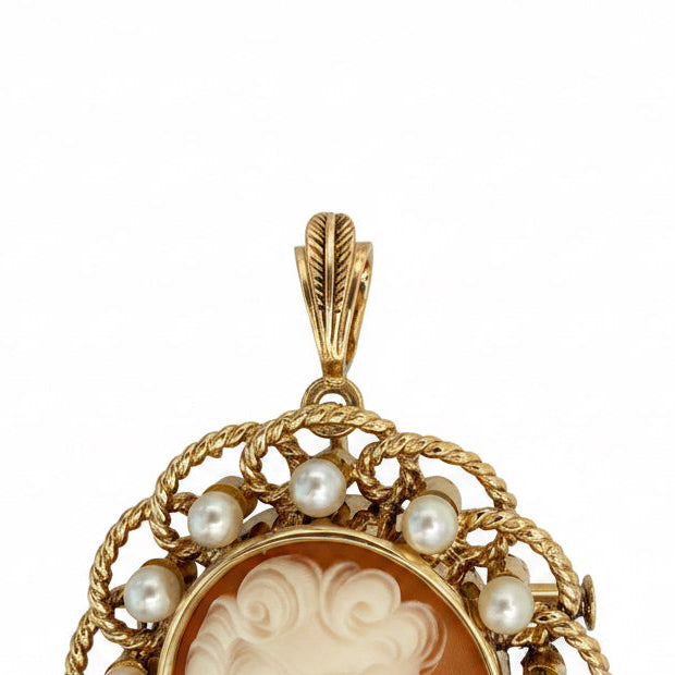 Pendentif Camée - Or Jaune et Perles de culture