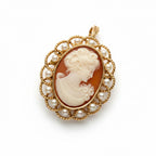 Pendentif Camée - Or Jaune et Perles de culture