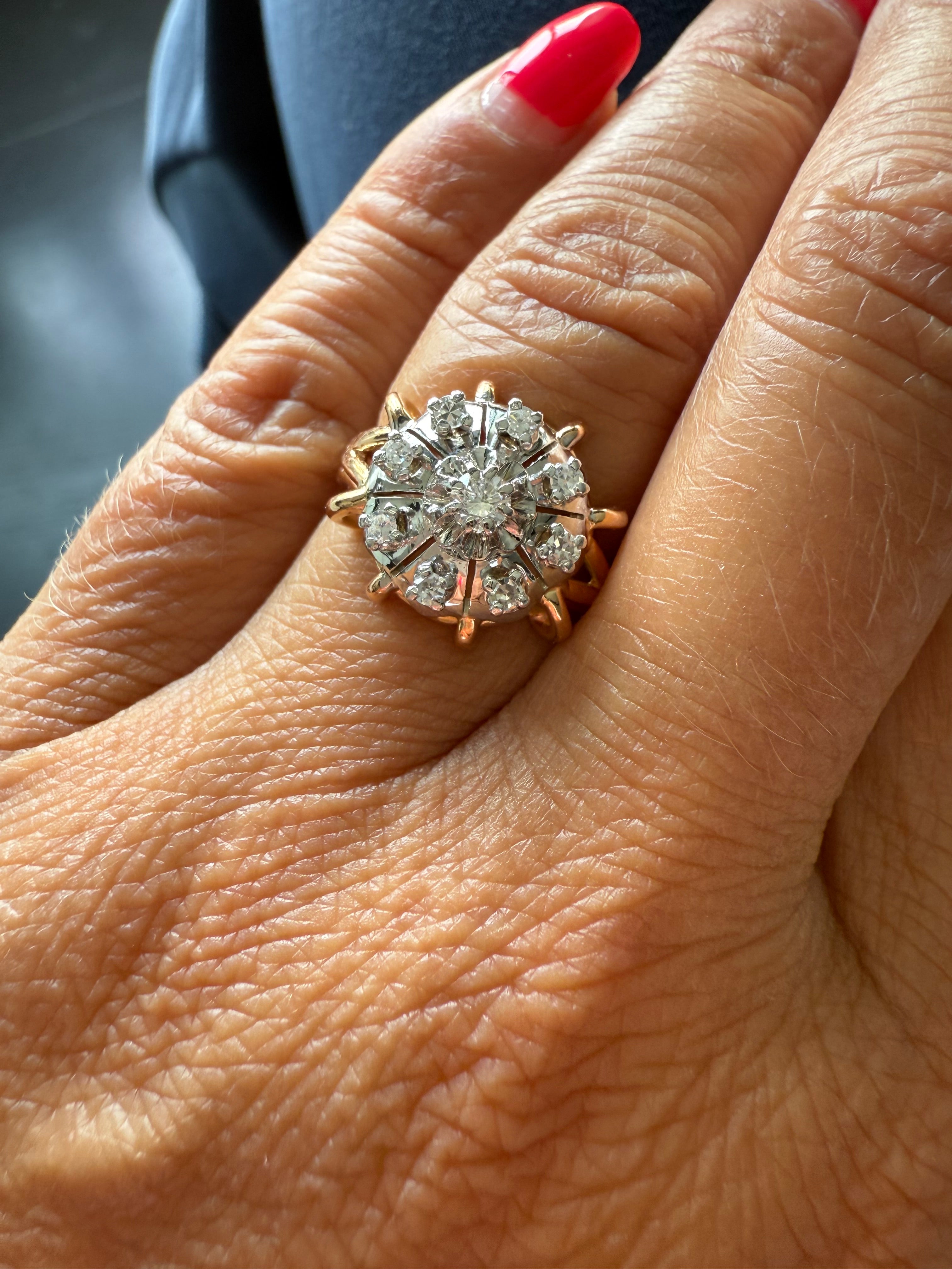 Bague Vintage - Marguerite - Deux ors et Diamants