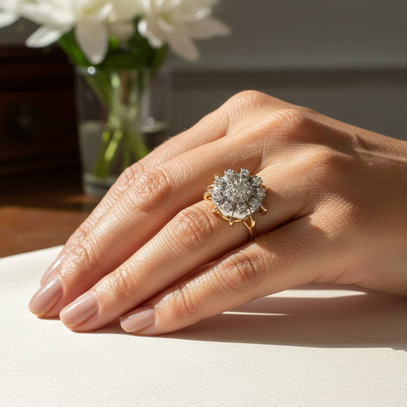 Bague Vintage - Marguerite - Deux ors et Diamants