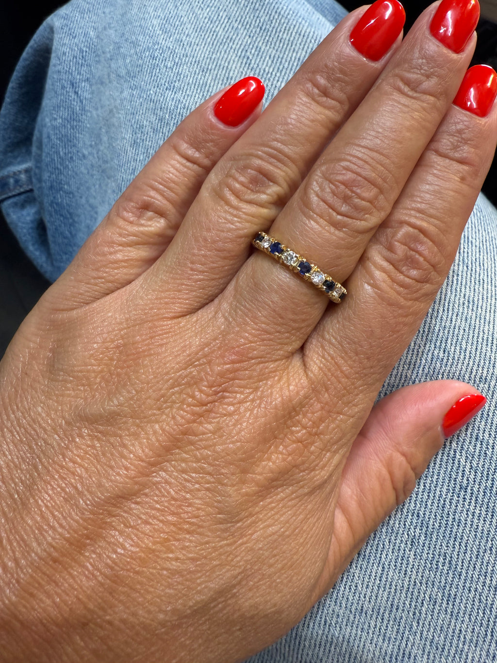 Full Tour Wedding Band - Sapphires and Diamonds