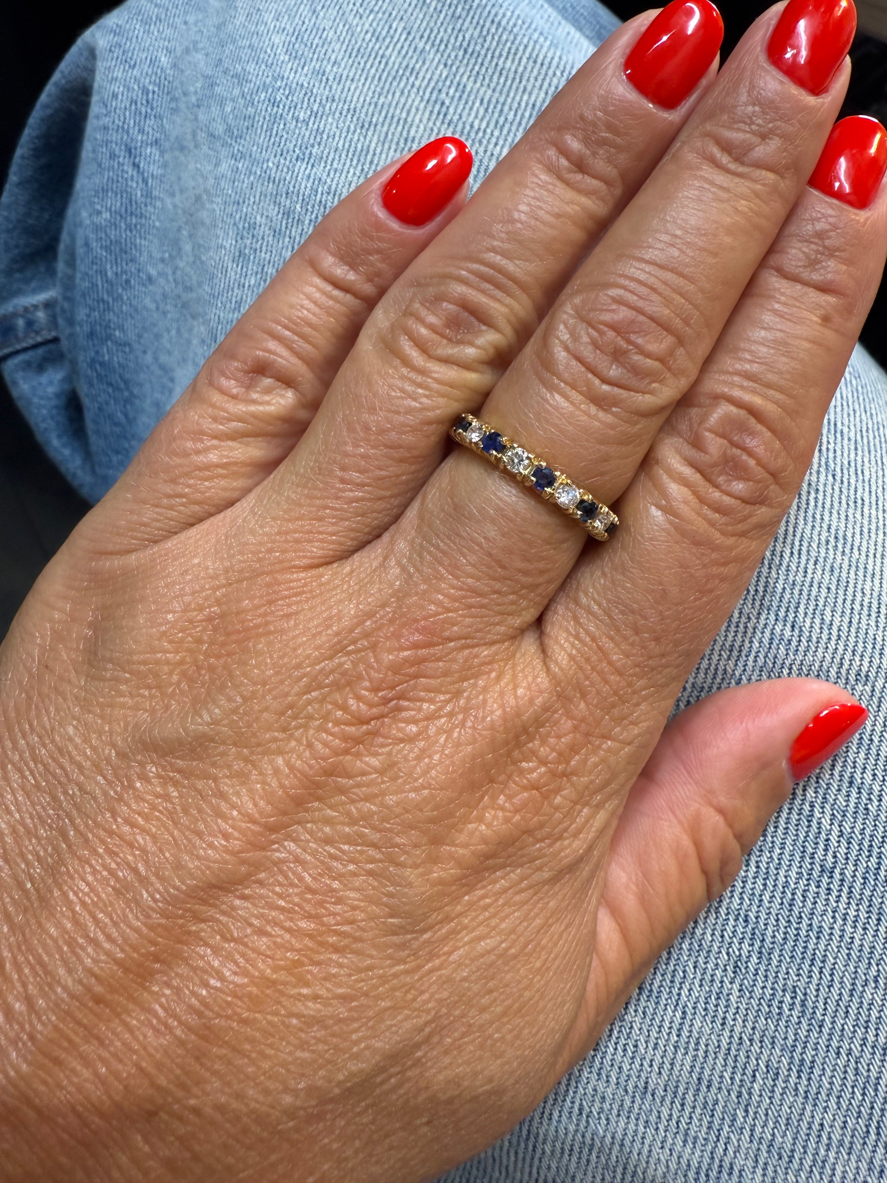 Full Tour Wedding Band - Sapphires and Diamonds