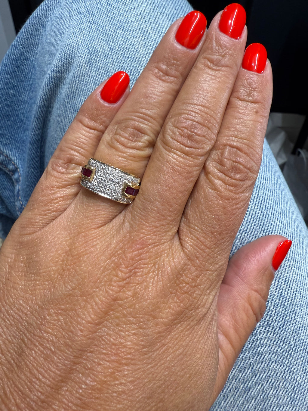 Bague Or jaune - Diamants et Rubis princesse