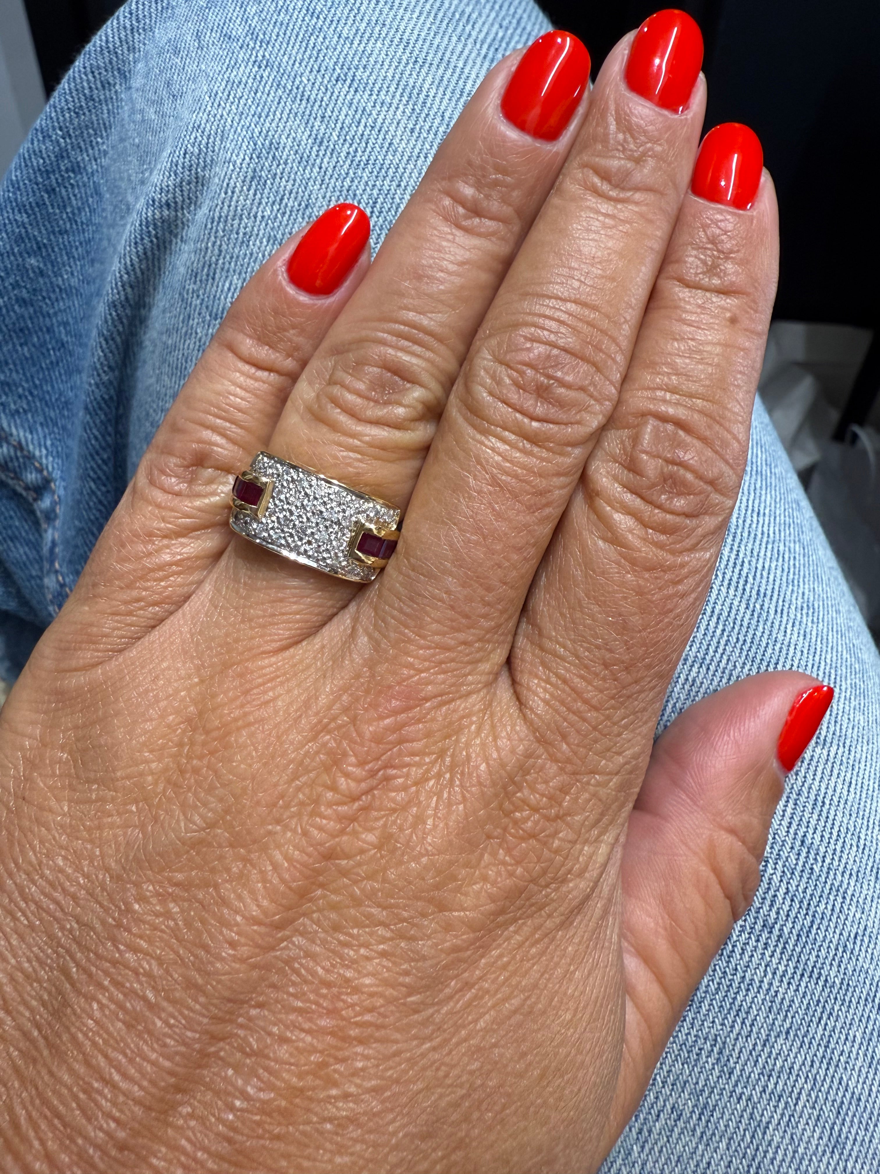 Bague Or jaune - Diamants et Rubis princesse