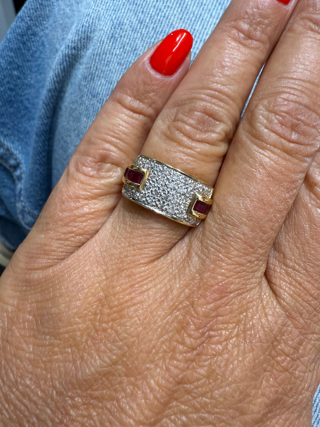 Bague Or jaune - Diamants et Rubis princesse