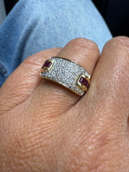 Bague Or jaune - Diamants et Rubis princesse