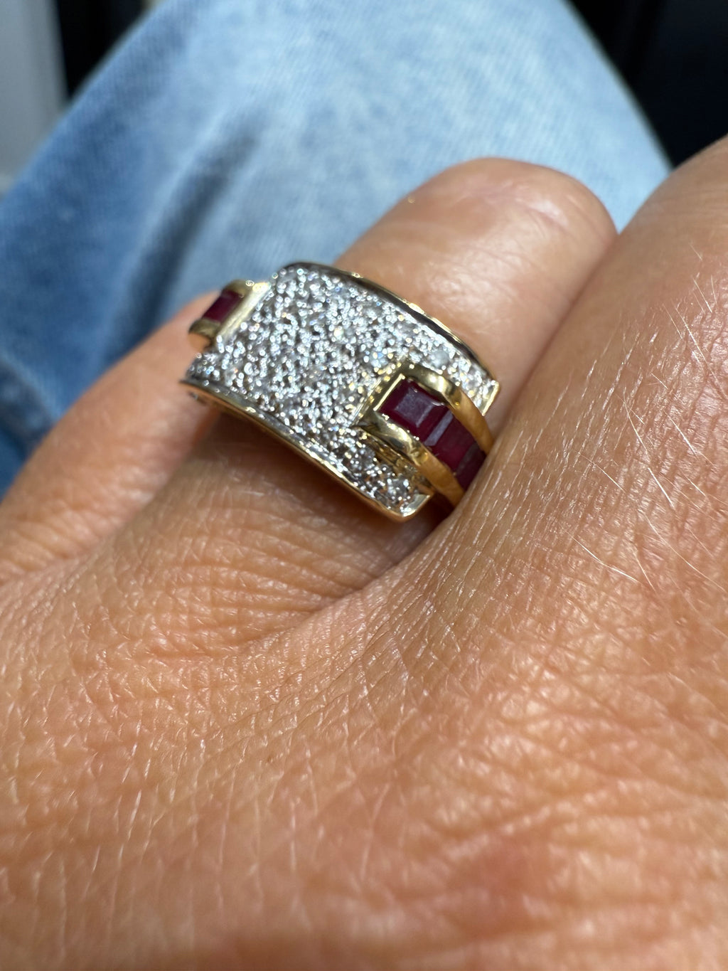 Bague Or jaune - Diamants et Rubis princesse