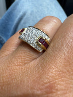 Bague Or jaune - Diamants et Rubis princesse