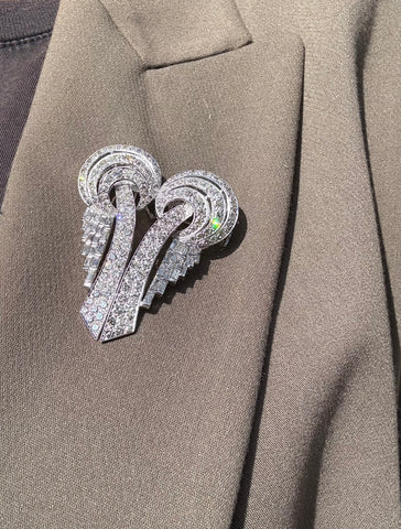 Broche Art Déco en platine et diamants – Pièce transformable