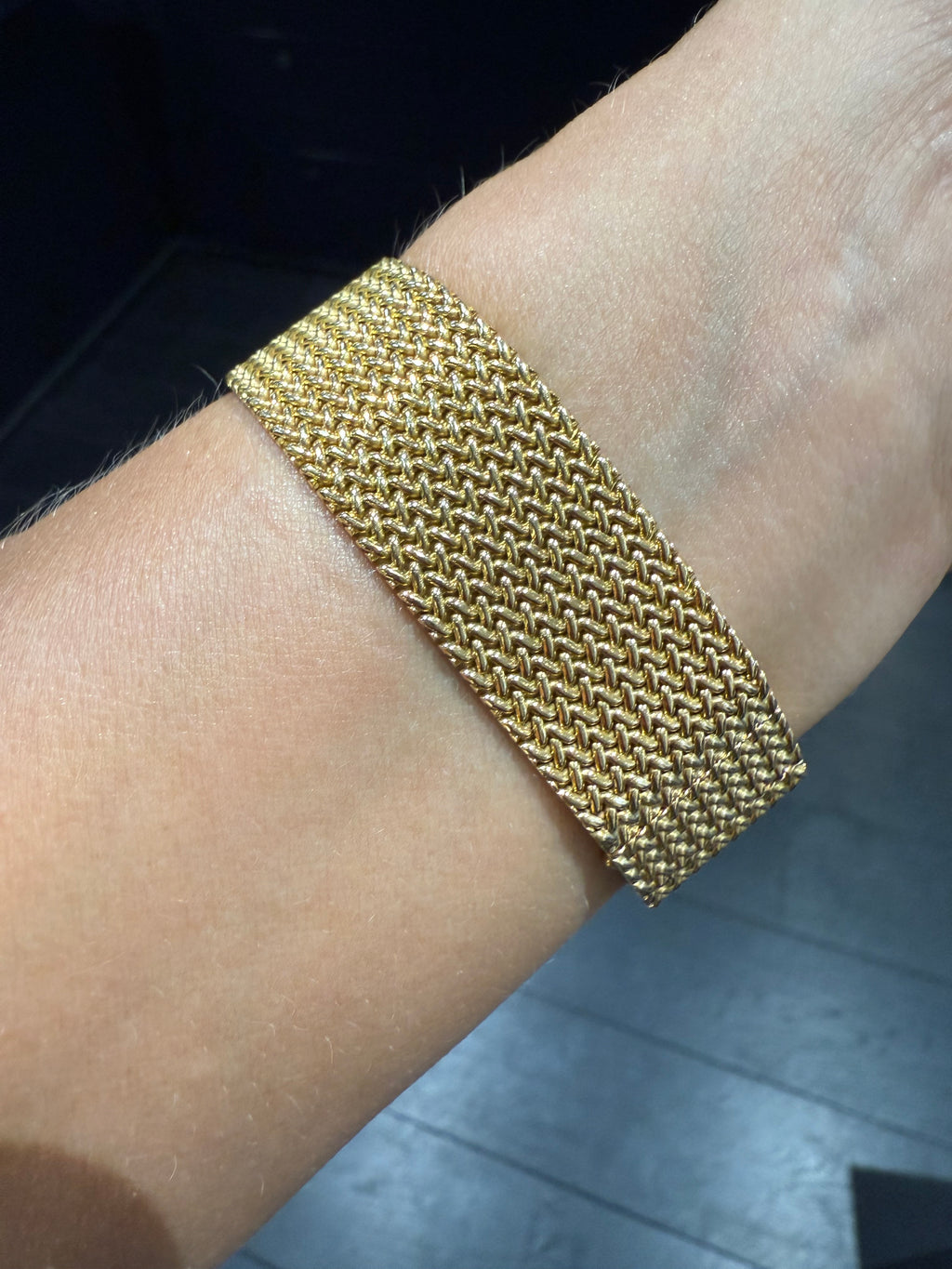 Bracelet Montre Ruban Tressé - Or jaune et Diamants