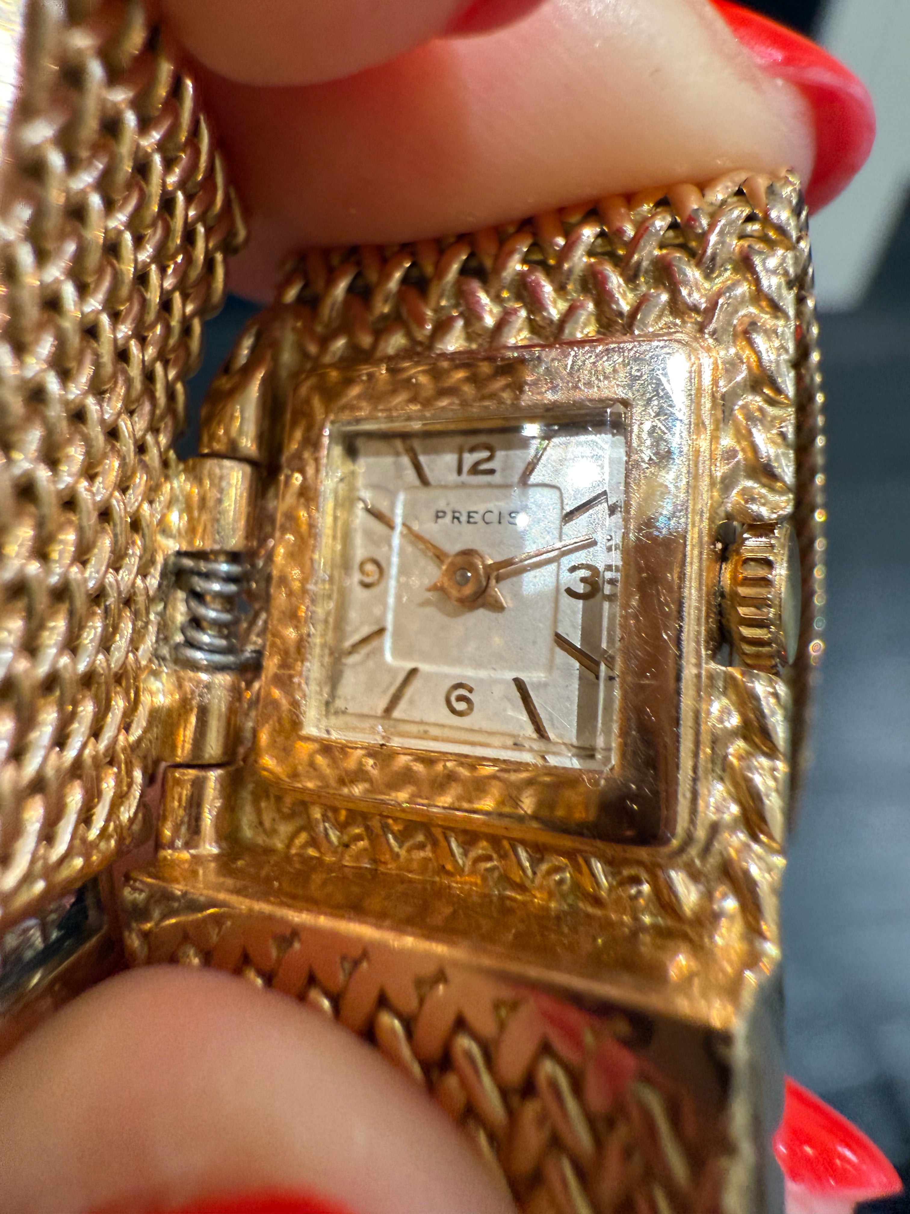 Bracelet Montre Ruban Tressé - Or jaune et Diamants