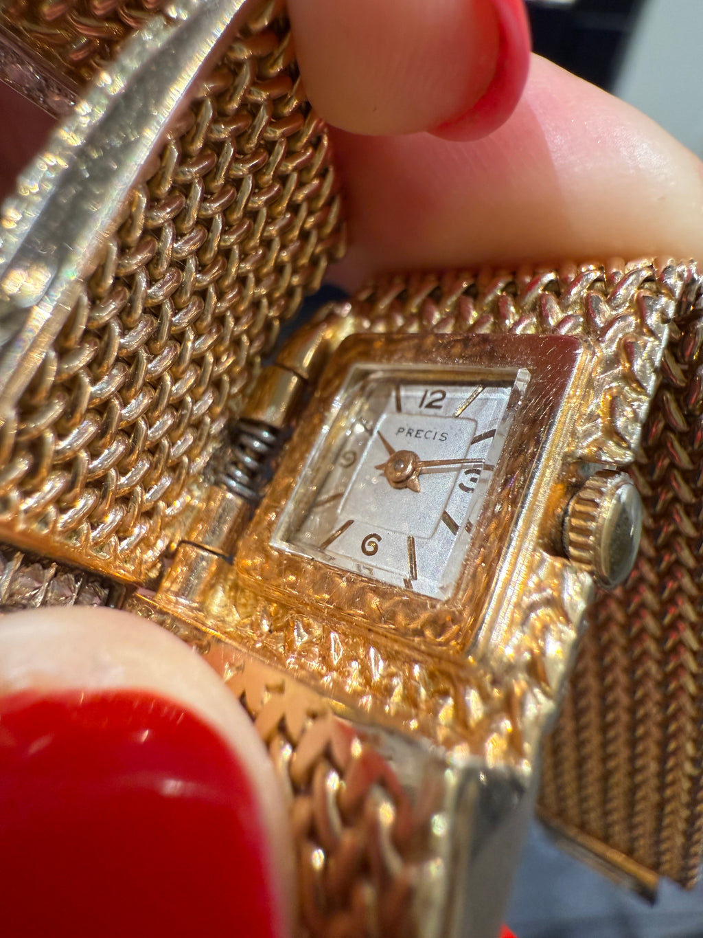 Bracelet Montre Ruban Tressé - Or jaune et Diamants