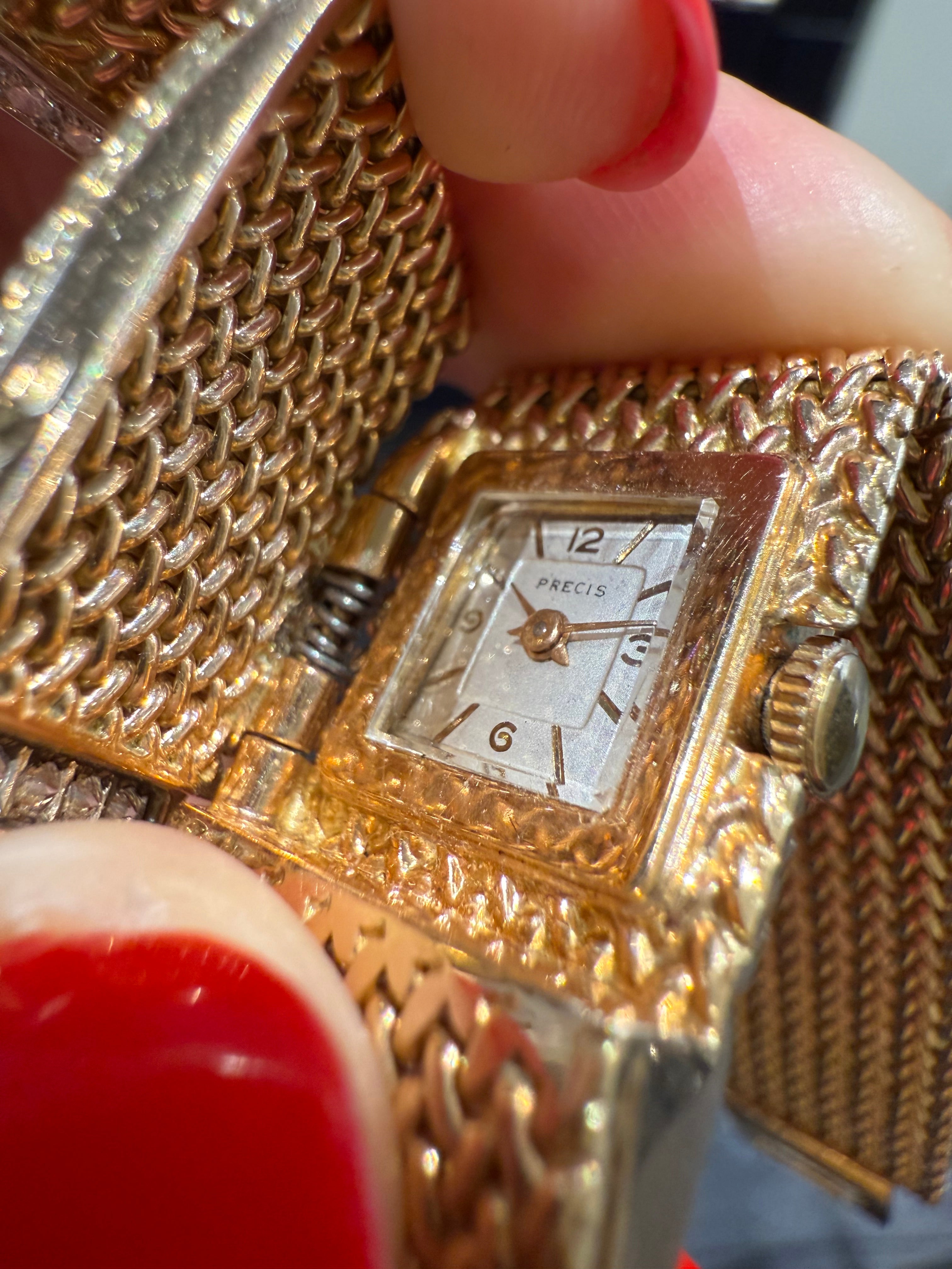 Bracelet Montre Ruban Tressé - Or jaune et Diamants