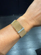 Bracelet Montre Ruban Tressé - Or jaune et Diamants