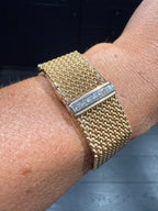 Bracelet Montre Ruban Tressé - Or jaune et Diamants