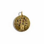 Médaille Arbre de Vie - Or jaune - Saphirs Multicolores