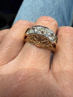 Bague Tank - Or Rose et Platine - Diamants - 1940