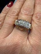 Bague Tank - Or Rose et Platine - Diamants - 1940