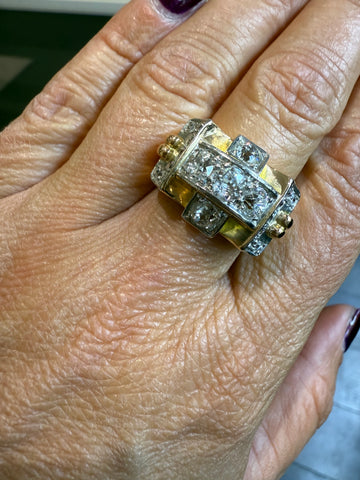 Bague Tank - Or jaune et Platine - Diamants 2 carats
