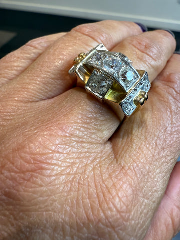 Bague Tank - Or jaune et Platine - Diamants 2 carats