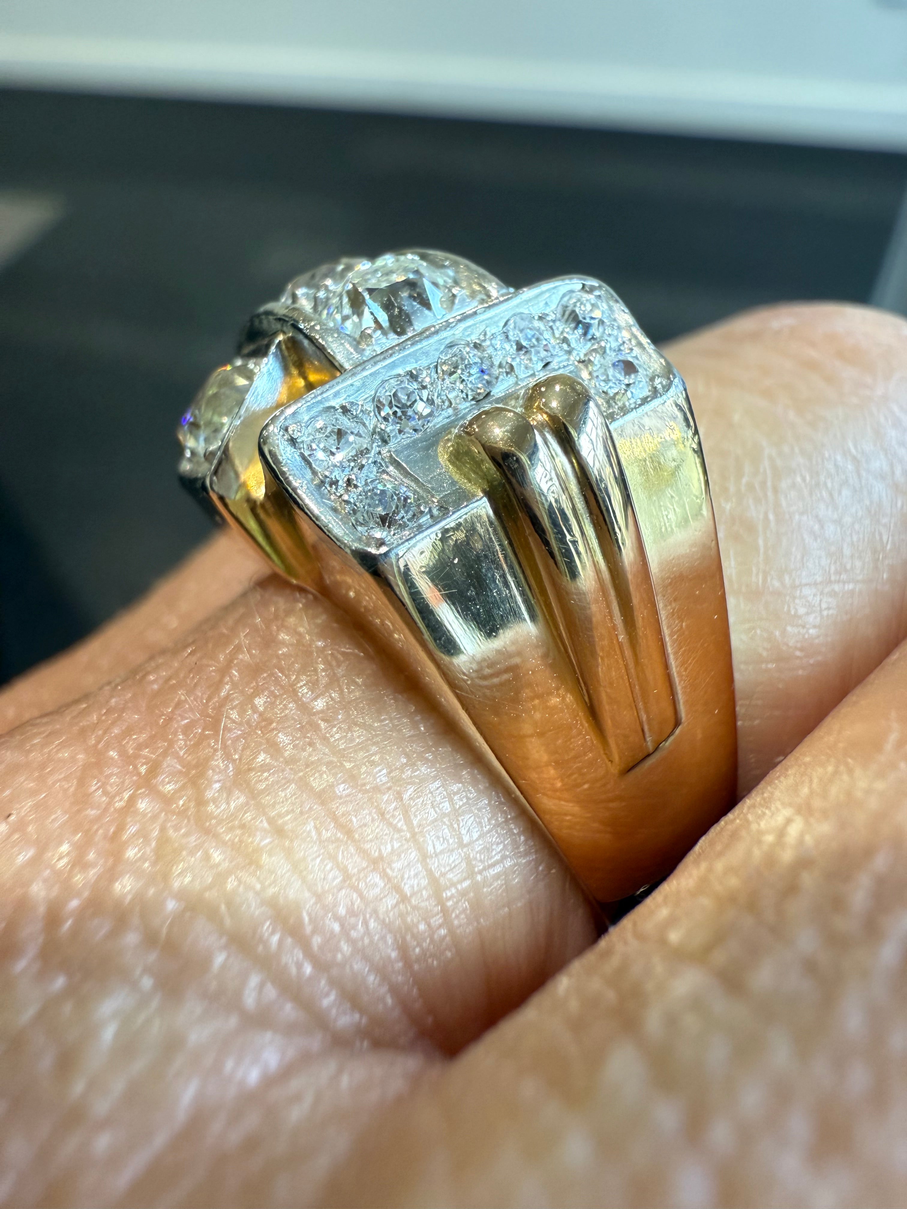 Bague Tank - Or jaune et Platine - Diamants 2 carats