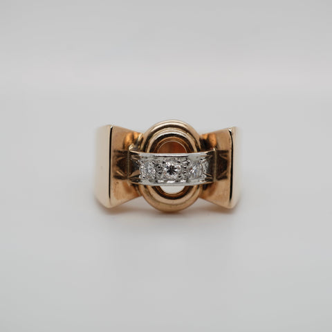 Bague Tank - Or Jaune et platine - Diamants