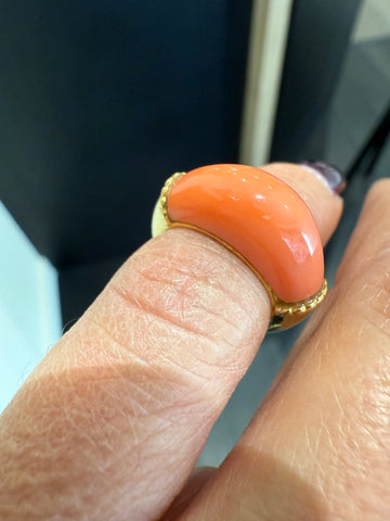 Bague ancienne - Or Jaune et Corail