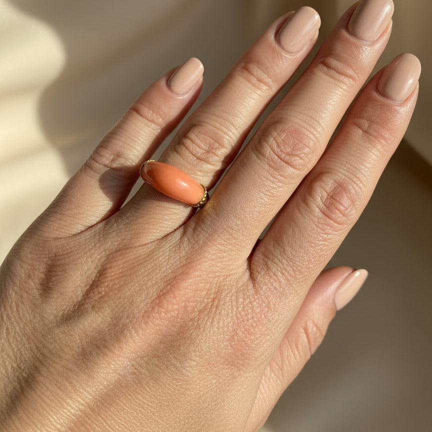Bague ancienne - Or Jaune et Corail