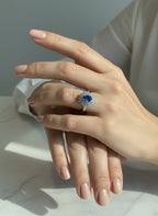 Bague Marguerite - Or blanc - Saphir et Diamants