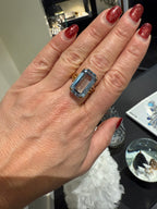 Bague Or jaune et Zyrconium bleu