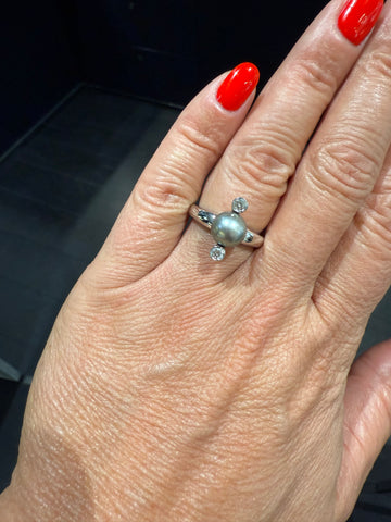 Bague Or Blanc - Perles de Tahiti et Diamants