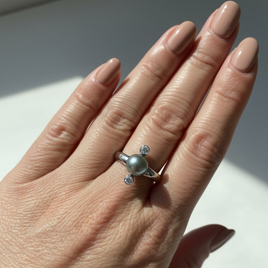 Bague Or Blanc - Perles de Tahiti et Diamants