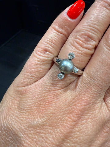 Bague Or Blanc - Perles de Tahiti et Diamants