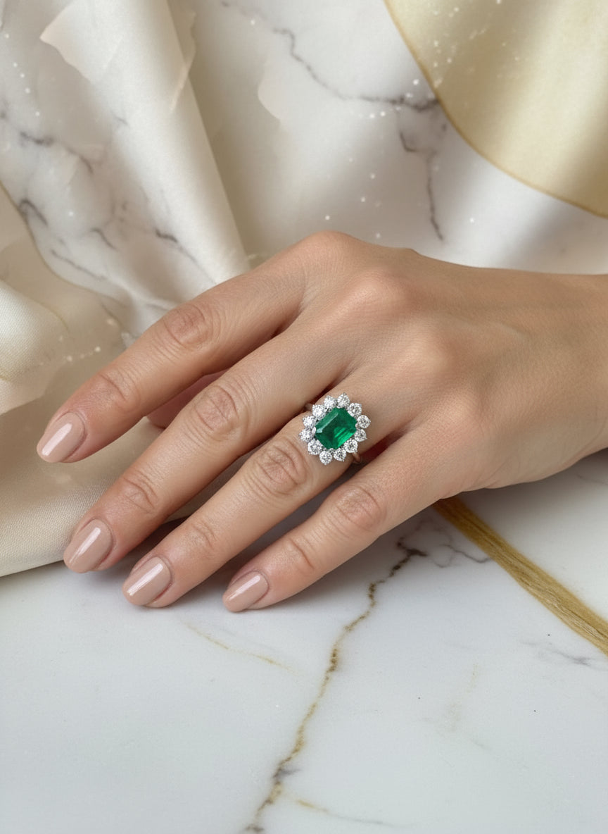 Bague Or Blanc - Emeraude 2,65 carats