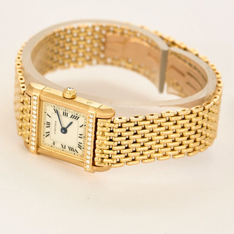 CARTIER - Tank Chinoise - Yellow gold and diamond watch