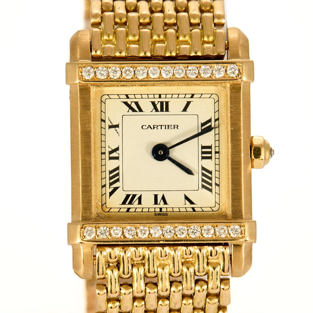 CARTIER - Tank Chinoise - Montre or jaune et diamants