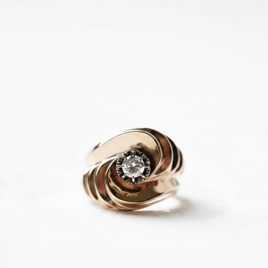 Bague Tank - Or Rose - Diamant 0,25 Ct