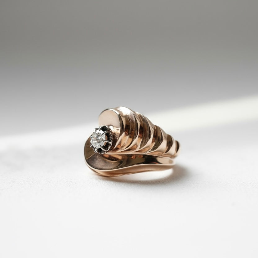 Bague Tank - Or Rose - Diamant 0,25 Ct