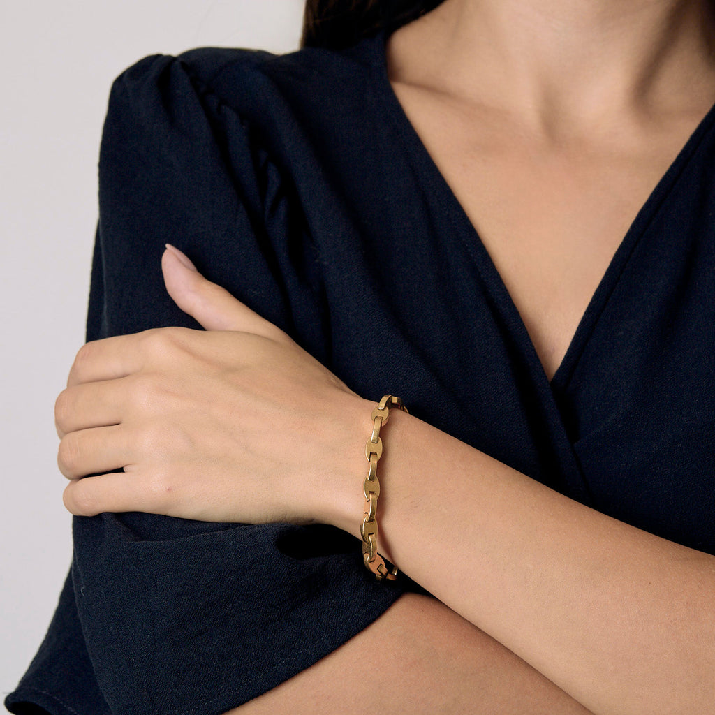 HERMÈS - Bracelet maille chaine d'ancre stylisée en or jaune