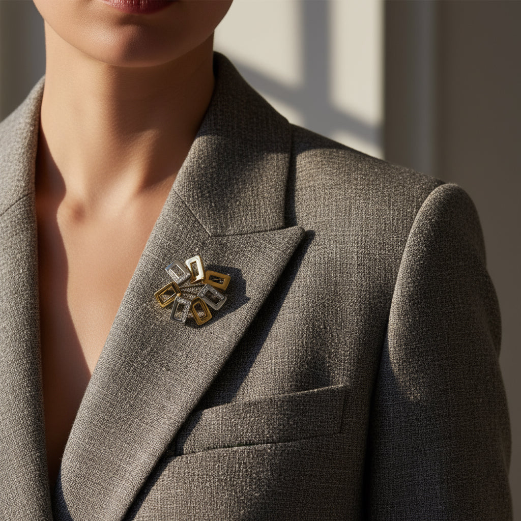 Broche Vintage - Or Jaune et Blanc - Diamants