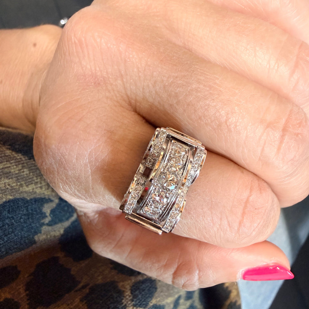 Art déco - Bague Platine - Diamants 1,07 carats