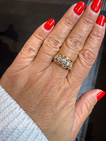 Bague Vintage Or Rose et Platine - Diamants