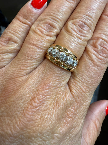 Bague Vintage Or Rose et Platine - Diamants