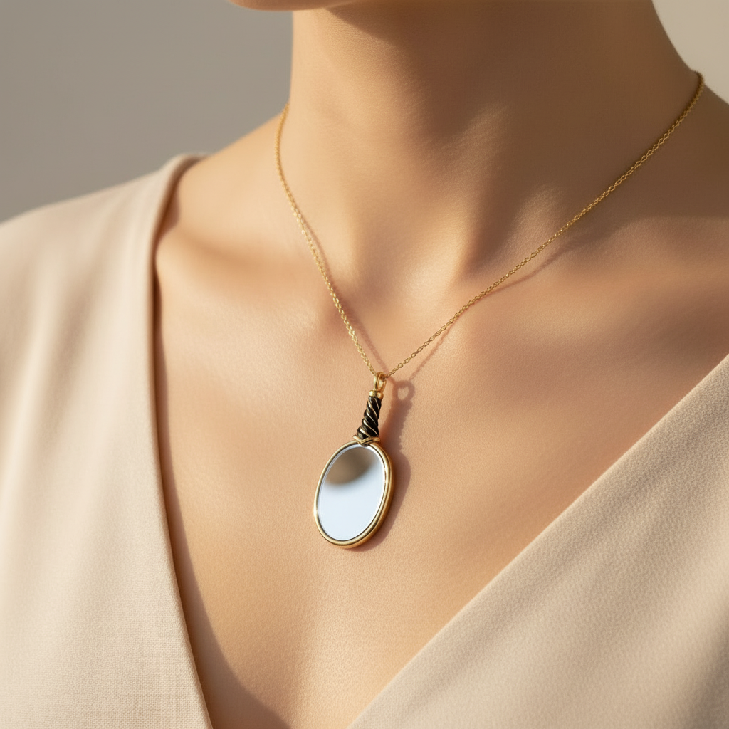 Vintage - Mirror Pendant - Yellow Gold